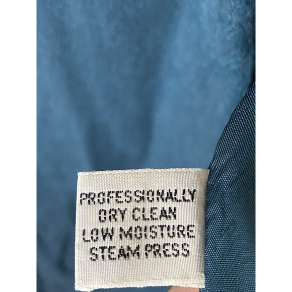 VTG John Weitz Size 12 Aqua Teal Blue Wool Button Over Pea Coat Double Breasted - Picture 8 of 13